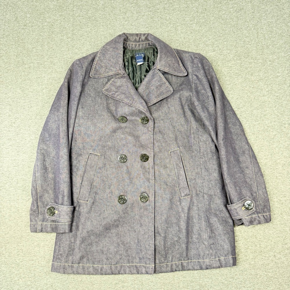 Gap Denim Peacoat Women Small Blue Blue Nautical Anchor Button Jacket